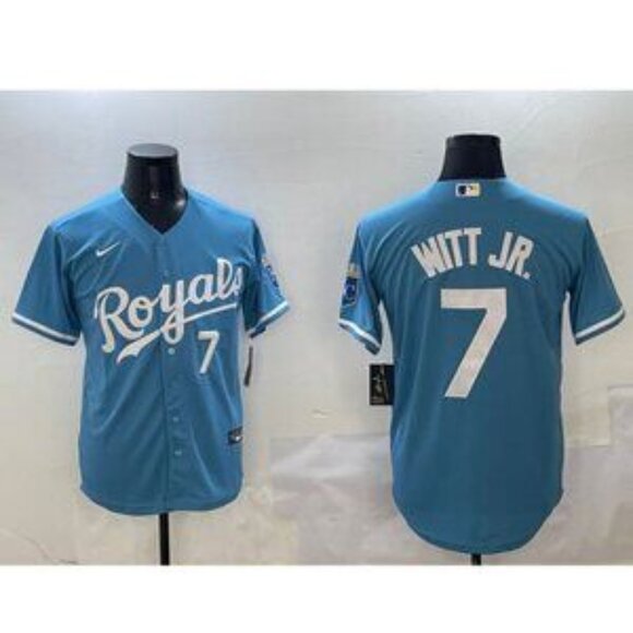 Mens Kids Youths Womens Bobby Witt Jr. Stitched Jersey Blue